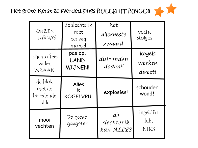 De grote kerst zelfverdedigings bullshit bingo